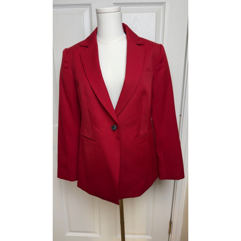 Pendleton Red 100% Virgin Wool Single Button Blazer Jacket Petite‎ 6 PF364-21129